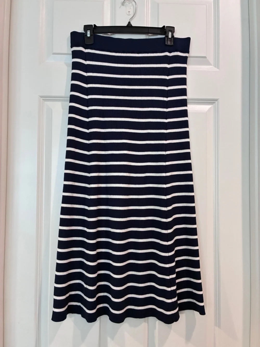 LOFT Navy and White‎ Striped Ribbed Sweater